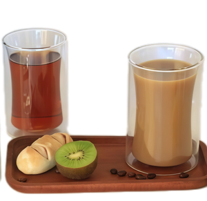 Half Moon Curved Double Wall Glass Cup without Handle