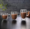 Round Double-walled Glass Water/tea Cup with Handle
