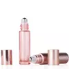 Pink Glass Rollerball Bottles (5ml/10ml), Suitable for Perfumes And Decanters.