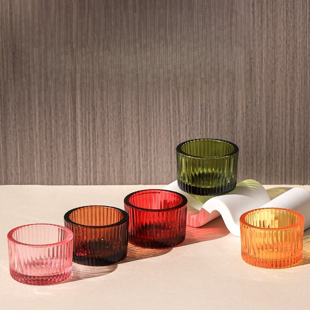 Scented Candle Glass, Striped in Color