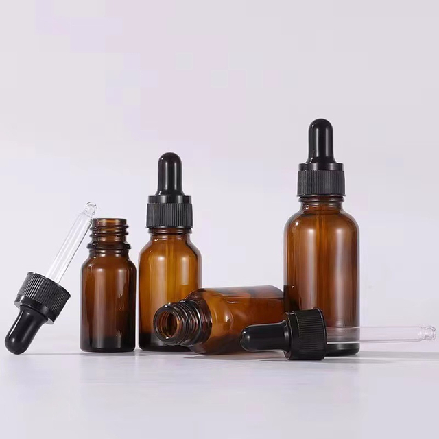 Amber-colored Glass Bottle with Essential Oil Dropper