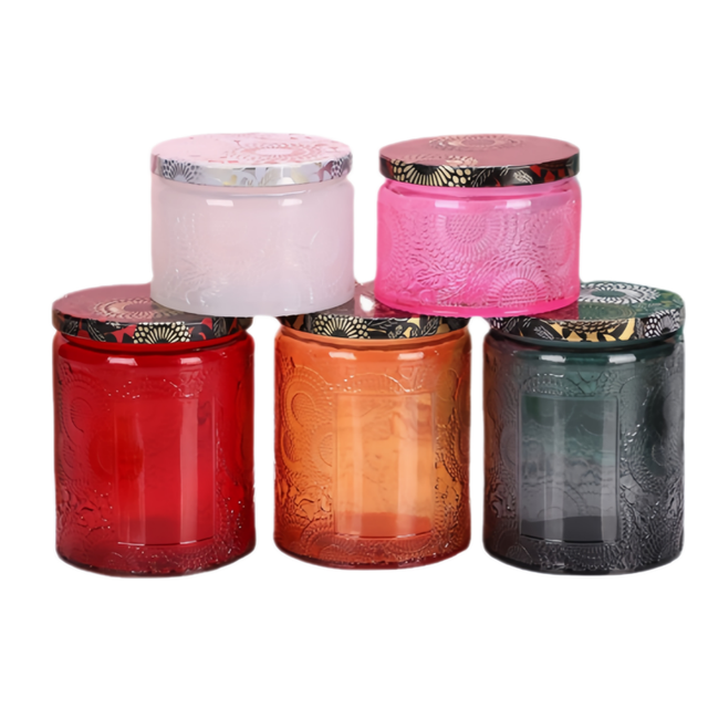 Candle Jar with Sunflower Relief Design in Glass Packaging