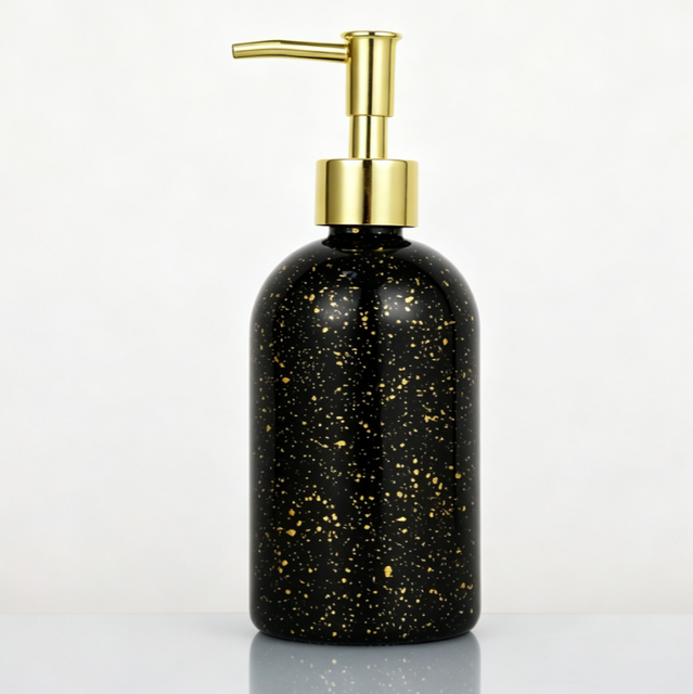 400ml Round Marble Pattern Glass Hand Wash Bottle