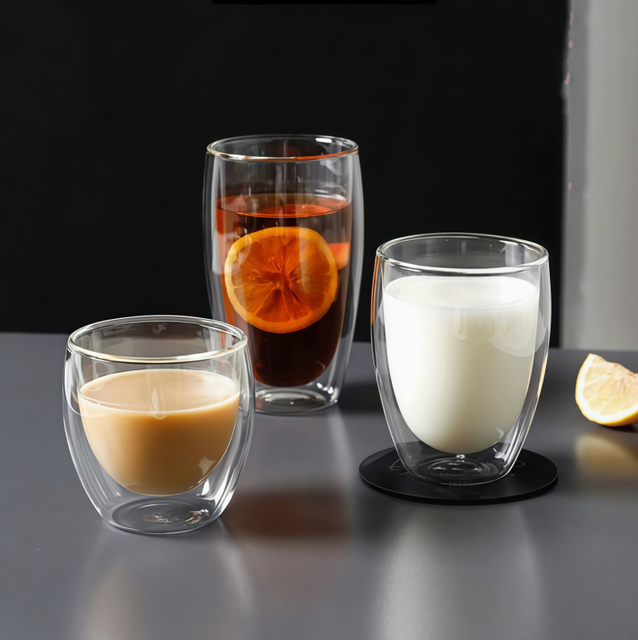Double Wall Round Glass Cup without Handle Packaging