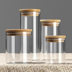 High-Borosilicate Glass Canister for Tea and Grains, Airtight Seal