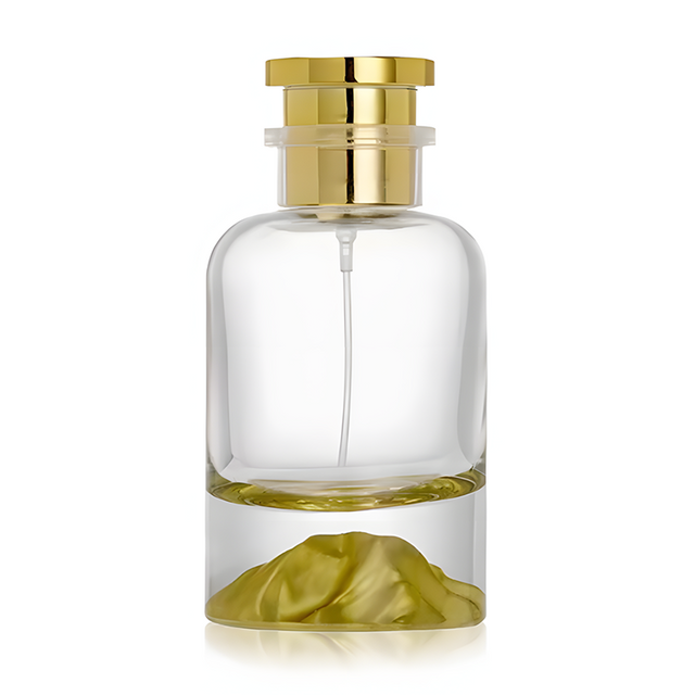 30 50 100ml Golden Mountain Base Perfume Glass Bottles, Luxury Glass Empty Snap-On Spray Bottles With Gold Cap