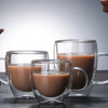 Round Double-walled Glass Water/tea Cup with Handle