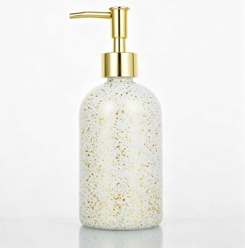 400ml Round Marble Pattern Glass Hand Wash Bottle