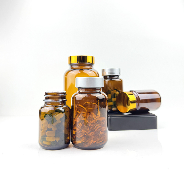 Amber-Tinted Capsule Glass Bottle, 30ml, UV Protective