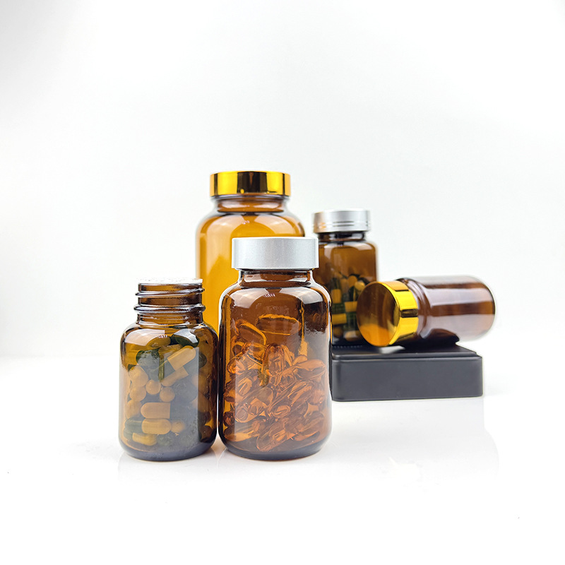 Amber-Tinted Capsule Glass Bottle, 30ml, UV Protective