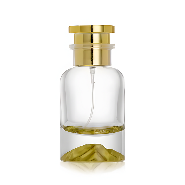 30 50 100ml Golden Mountain Base Perfume Glass Bottles, Luxury Glass Empty Snap-On Spray Bottles With Gold Cap