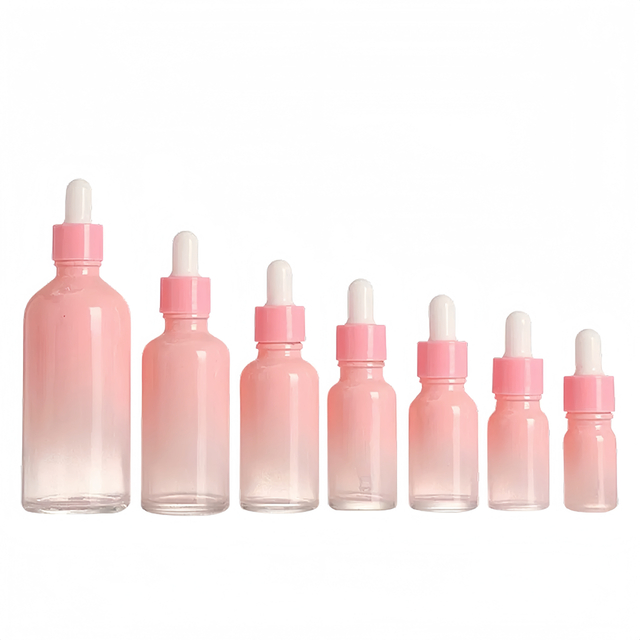 Gradient Pink Glass Essential Oil Bottle Packaging