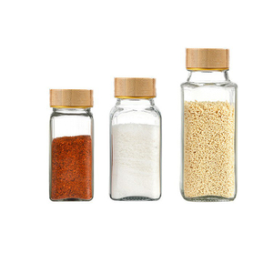 Transparent Glass Square Spice Jar, Pepper Jar