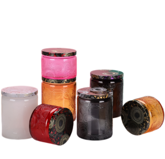 Candle Jar with Sunflower Relief Design in Glass Packaging