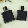 50ml glass perfume bottle black flat square