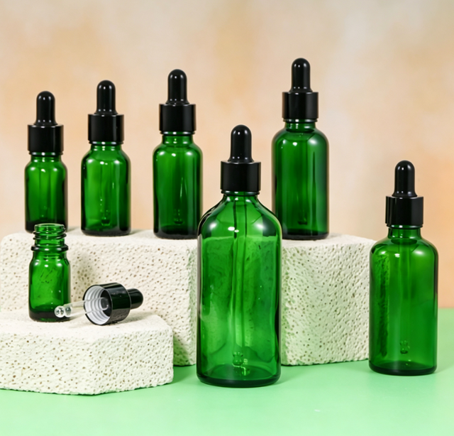 Green Dropper Essential Oil Glass Bottle