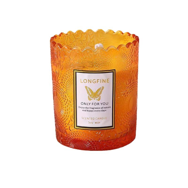 250ml Candle Jar, Colored Glass with Embossed Rim
