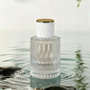 30 50 100ml Ribbed Cylinder Perfume Bottles, Flat Shoulder Clear Glass Empty Spray Bottles With Gold Cap