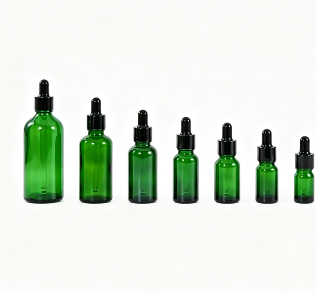 Green Dropper Essential Oil Glass Bottle