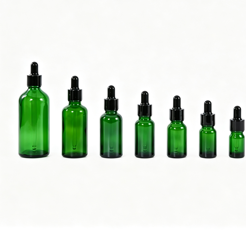 Green Dropper Essential Oil Glass Bottle