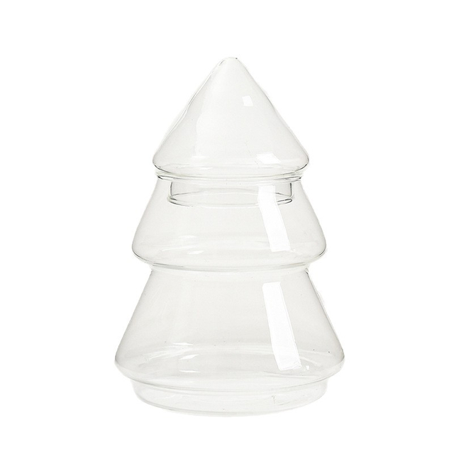 Festive Fir Tree Glass Jar, Holiday Decor Organizer