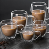 Round Double-walled Glass Water/tea Cup with Handle