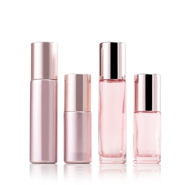 Pink Glass Rollerball Bottles (5ml/10ml), Suitable for Perfumes And Decanters.