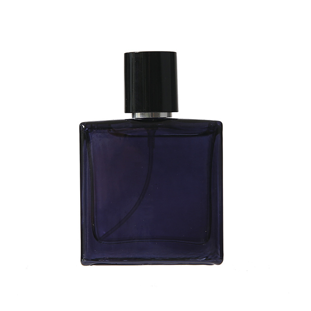 50ml glass perfume bottle black flat square